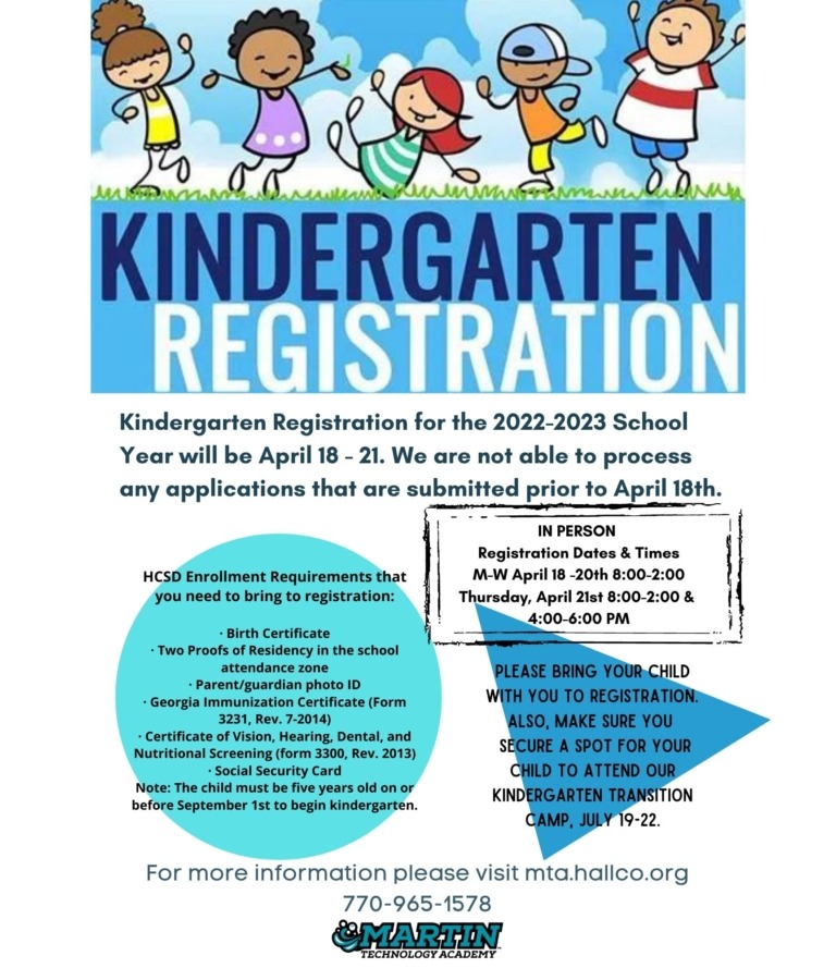 Kindergarten Registration 2022 – 2023 – Martin Technology Academy